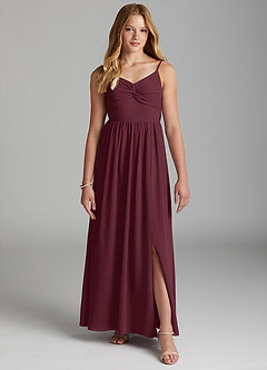Azazie Zeya Junior A-Linie Chiffon Kleid Cabernetrot image3