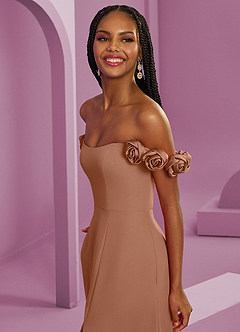 Barbie ♥ Azazie Bridesmaid Dresses Bronzer A-Line Off the Shoulder Chiffon Convertible Dress image5