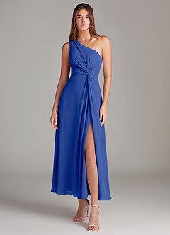 Azazie Brooke Brautjungfernkleider A-Linie One-Shoulder Chiffon Kleid Königsblau image1