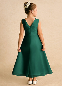 Azazie Edelweiss Flower Girl Dresses Emerald A-Line Pleated Chiffon Dress image2