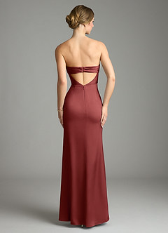 Azazie Leonis Bridesmaid Dresses Terracotta Mermaid Pleated Stretch Satin Convertible Dress image3