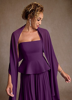 Azazie Josabeth Moeder van de bruid jurken A-Lijn Jurk van Chiffon Geplooid Druif image7