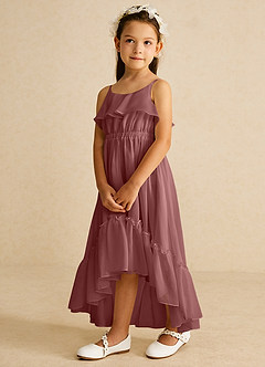 Azazie Karmen Flower Girl Dresses Desert Rose A-Line Ruched Chiffon Dress image2