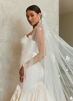 front The Garden Tiers 3D Floral Chapel Veil