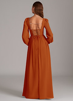 Azazie Maree Abiti da Damigella Abito A-Line in Chiffon Corsetto Paprika image6