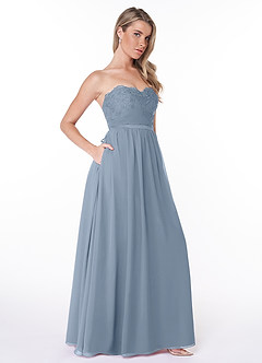 Azazie Celea Bridesmaid Dresses A-Line Lace Chiffon Floor-Length Dress image3