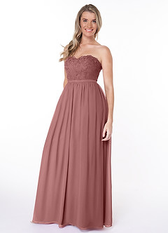Azazie Celea Bridesmaid Dresses A-Line Lace Chiffon Floor-Length Dress image4