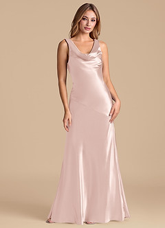 Azazie Rylina 신부 들러리 드레스 인어 메탈릭 새틴 바닥 길이 드레스 image1