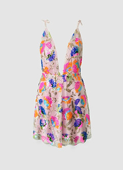 Radiant Love Blushing Pink Sequin Embroidered Skater Dress image6