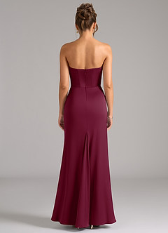 Azazie Debby Brautjungfernkleider Wandelbar Meerjungfrau-Linie Schulterfrei Stretch-Satin Kleid Maulbeerrot image7