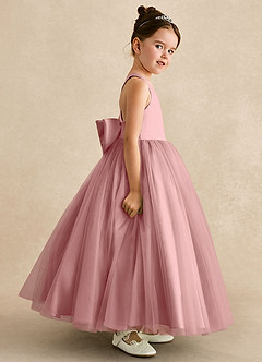 Azazie Peanut Flower Girl Dresses Dusty Rose A-Line Strap Tulle Dress image3