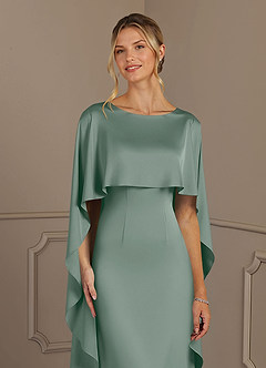 Azazie Eli Mère de la mariée Robes Robe Fourreau en Satin extensible Col de bateau Sauge D'argent image5