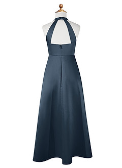 Azazie Laurel Junior Neptune A-Line Matte Satin Dress image7