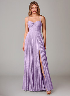 Azazie Akiko Bridesmaid Dresses Lilac A-Line Sweetheart Neckline Floral Burnout Dress image1