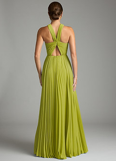 Azazie Afra Bridesmaid Dresses Lemongrass A-Line Pleated Chiffon Dress image2