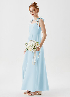 Azazie Rosey Junior Robe Trapèze en Crêpe Élastique Encolure en Forme de Cœur Bleu Ciel image3