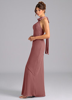 Azazie Velli Bridesmaid Dresses Desert Rose Mermaid Bow Chiffon Dress image5
