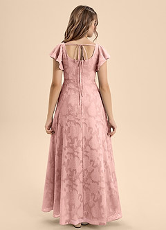 Azazie Bondi Junior Powder Pink A-Line Bow Floral Burnout Dress image2