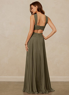 Christian Siriano Bridal for Azazie 1009 Bridesmaid Dresses Willow Green A-Line Pleated Chiffon Dress image4