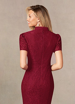 Azazie Carleannia Mother of the Bride Dresses Burgundy Mermaid Lace Chiffon Dress image7