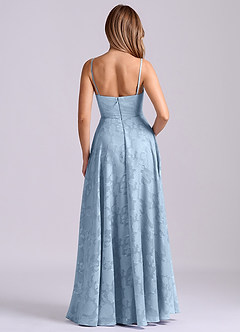 Azazie Elle Jurken voor bruidsmeisjes Jurk van Bloemen Burn-out met A-Lijn Geplooid Hemelsblauw image2