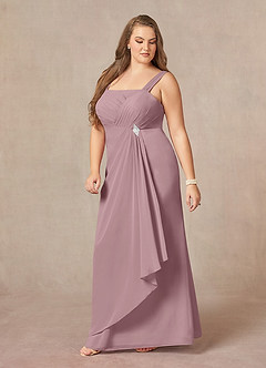 Azazie Weisz Abiti per la Madre della Sposa Abito A-Line in Chiffon Plissettato con Scollo Quadrato Rosa Polverosa image11