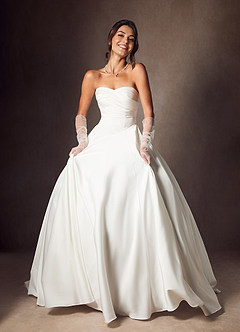 Azazie Alta Wedding Dresses Diamond White A-Line Strapless Stretch Satin Dress image4