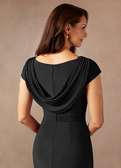 Azazie Marybeth Mother of the Bride Dresses Black Mermaid V-Neck Sequins Lace Dress image7