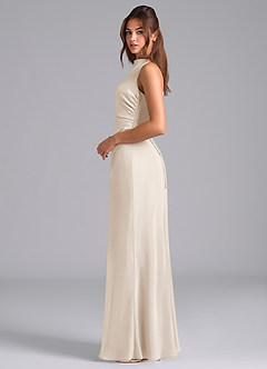 Azazie Evadne Bridesmaid Dresses White Alabaster Sheath Pleated Chiffon Dress image6