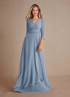 Azazie Mayfield Mother of the Bride Dresses Dusty Blue A-Line Pleated Chiffon Dress image5