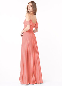 Azazie Lyney Jurken voor bruidsmeisjes Jurk van Chiffon met A-Lijn Off the Shoulder Koraal image4