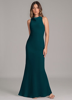 Azazie Allettie 신부 들러리 드레스 인어 쉬폰 바닥 길이 드레스 image4