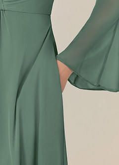 Azazie Teraso Mother of the Bride Dresses Eucalyptus A-Line Pleated Mesh Dress image8