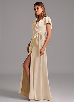 Azazie Lainey Robes de demoiselle d'honneur Robe Trapèze en velours Rayé Champagne image5