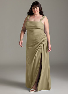 Azazie Jesaphine Bridesmaid Dresses Moss Green Sheath Bow Chiffon Dress image12