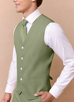 front James Pistachio Structured Stretch Suit Vest