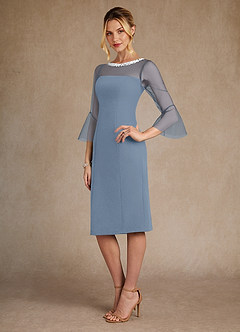 Azazie Bellevue Mother of the Bride Dresses Dusty Blue Sheath Beaded Stretch Crepe Dress image2