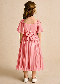 Azazie Gisele Abiti da Ragazza di Fiori Abito A-Line in Chiffon Plissettato Corallo image6