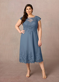 Azazie Terrano Mother of the Bride Dresses Twilight A-Line Scoop Lace Dress image6