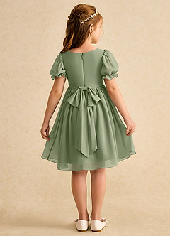 Azazie Jolie Flower Girl Dresses Pistachio A-Line with Sleeves Chiffon Dress image2