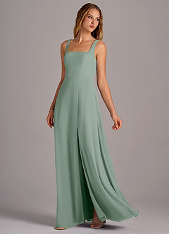Azazie Debra Bridesmaid Dresses Silver Sage A-Line with Pockets Chiffon Convertible Dress image2