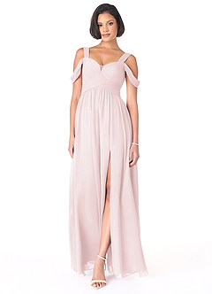 Azazie Lianne Jurken voor bruidsmeisjes Jurk van Chiffon met A-Lijn Off the Shoulder Blozend Roze image2