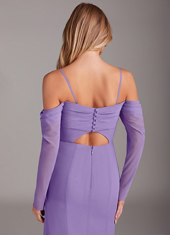 Azazie Hallie Bridesmaid Dresses Tahiti Mermaid Long Sleeve Chiffon Dress image6