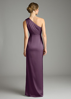 Azazie Emorie Final Sale Plum Sheath One Shoulder Stretch Satin Dress image6