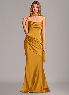 Azazie Pelagia Brudtärnklänningar Klä av Sjöjungfru i Stretch Satin Korsett Knäck Konvertibel image3