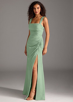 Azazie Jesaphine Bridesmaid Dresses Matcha Sheath Bow Chiffon Dress image3