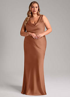 Azazie Rylina Vestidos de damas de honor Vestido de Bronceador de Satén Elástico de Corte Sirena image3