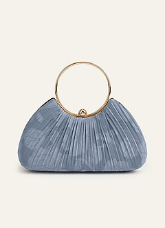 Matching Color Floral Burnout Pleated Handbag