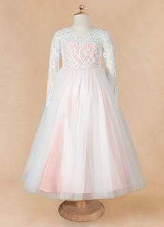 Azazie Elodie vestidos de niña de las flores Vestido de Marfil Rosetón de Encaje de Princesa image10