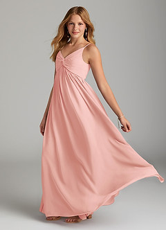 Azazie Raychel Junior Auburn A-Line Pleated Chiffon Dress image3